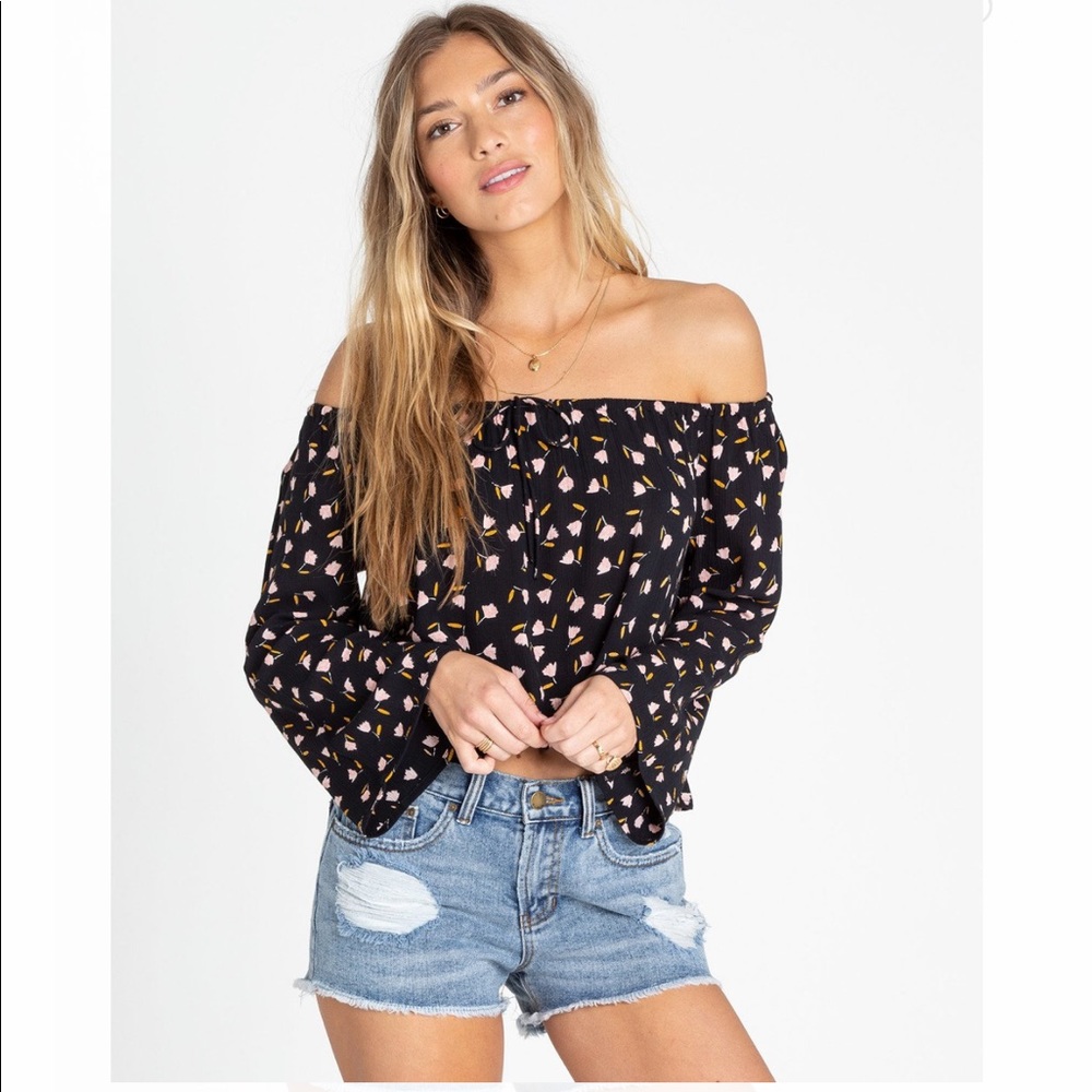 Billabong floral off the shoulder crop top